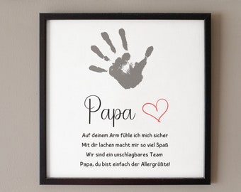Baby's Handprint Gift for Dad - Personalized Father Gift - Child's Handprint Gift Idea - Birthday Gift for Dad