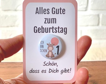 1st Birthday Gift - &quot;I&#39;m already one&quot; button with card (WITHOUT a pin!) - Gift idea for babies & toddlers - Boy | Girl 1 year