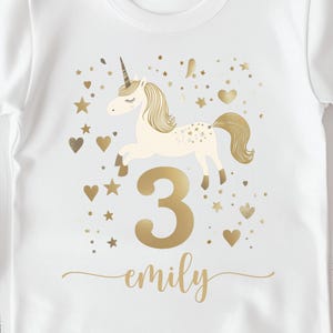 Birthday Shirt 3 Years Unicorn Birthday Shirt Girl 3 Birthday Shirt Name Children&#39;s Birthday Gift Birthday T-Shirt Personalized