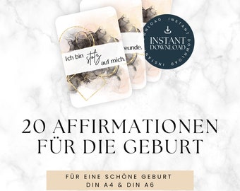 Gift for a pregnant girlfriend: 20 affirmations for birth, hypnobirthing, baby shower gift, pregnancy affirmation cards (German)