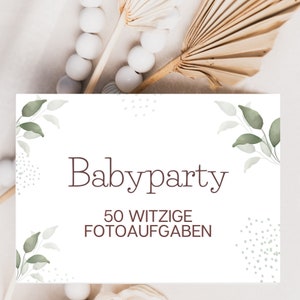 Compiti fotografici per giochi di baby shower in tedesco da stampare - 50 idee fotografiche divertenti per un baby shower divertente con bellissimi ricordi