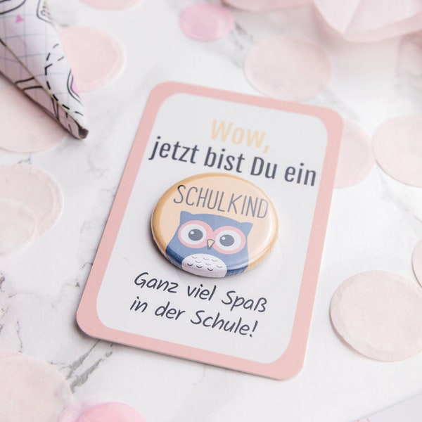 School child button 2024 without needle Start of school gift pin Finally school child gift idea School cone filling idea Starting school 1st grade