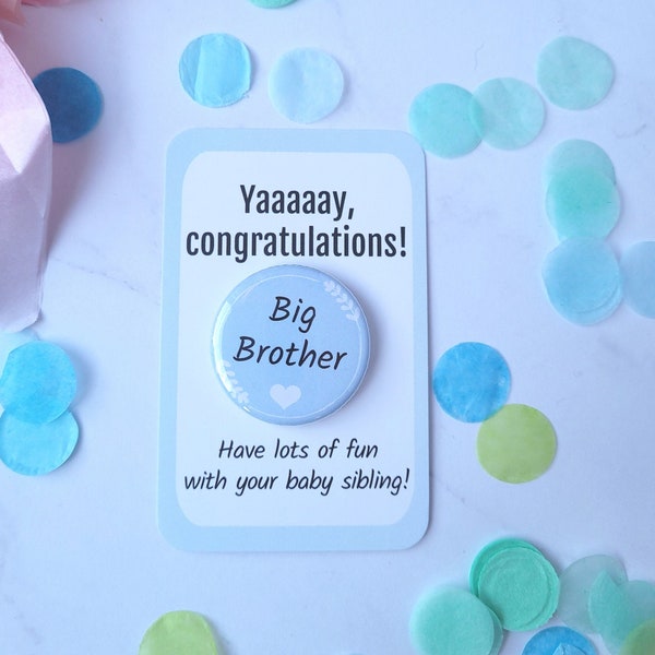 Big Brother Reveal Big Brother Button Promoted to big Brother Reveal pregnancy Announcement sibling Big Brother Gift older Sibling Gift Idea