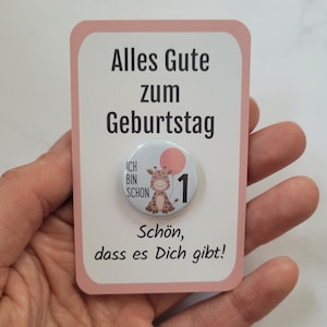 Erster Geburtstag Karte mit Button OHNE Nadel Erster Geburtstag Geschenk Mädchen 1 Jahr alt Geburtstagsgeschenk 1 Jahr Mädchen Geschenkidee