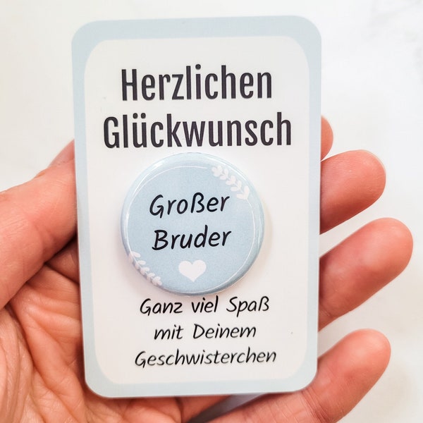 Großer Bruder Button ohne Nadel Geschenk ältere Geschwister Geburt Baby Geschwistergeschenk Idee Großer Bruder Anstecker Schwangerschaft