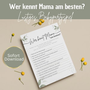 Baby shower game Who knows mom best game Baby shower gift Baby shower game German Baby shower game idea Quiz Baby shower game print