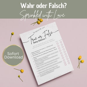 Baby shower game German True or False Baby shower game Print game Baby shower gift Baby shower game idea Baby shower guessing cards Quiz PDF