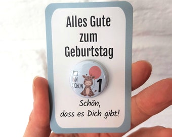 Gift idea 1st birthday - &quot;I am already one&quot; button with card (WITHOUT needle!) - Gift for babies & toddlers - boy | girl 1 year