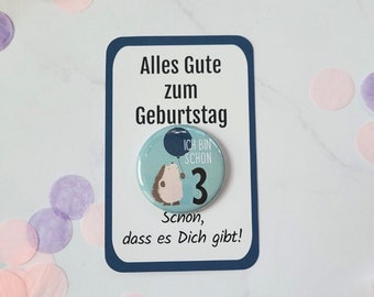 Gift 3 Birthday Pin WITHOUT Pin Gift Idea Child 3 Birthday Button 3 Years Old Birthday Gift Idea Boy Gift Girl