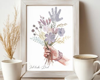 Handprint Picture Gift for Dad – Baby Handprint Poster DIY for Father's Day or Birthday