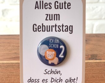 Gift 2 birthday button WITHOUT needle gift idea child 2 years old birthday pin 2 boy birthday gift girl 2 years idea