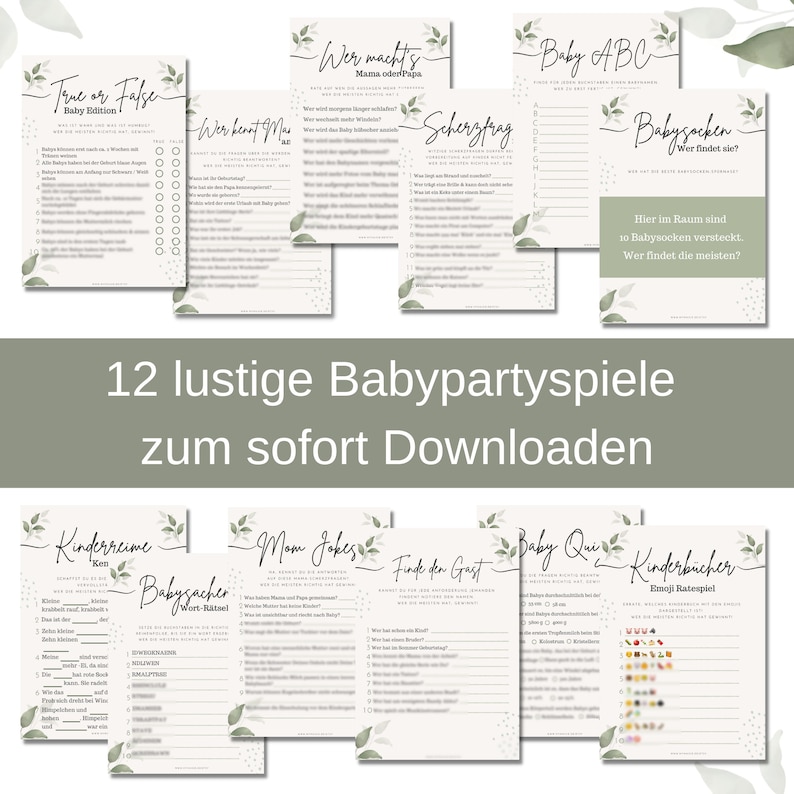 Babyparty Spiele Set -  Babyshower Spiele, die auf keiner Babyshower fehlen dürfen!