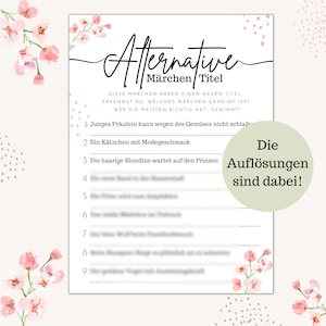 Baby Shower Games Alternative Fairy Tale Names Game Baby Shower Gift Idea Baby Shower Game German Baby Shower Game Quiz Baby Shower Game Idea