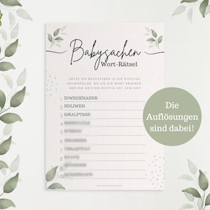 Babypartyspiel Babysachen Wort Rätsel zum Ausdrucken