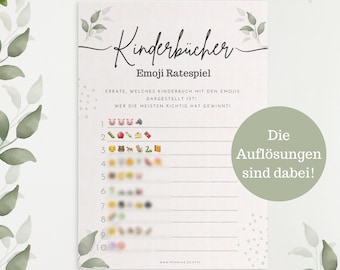 Baby Shower Emoji Guessing Game for Children – Printable Baby Shower Game (German)