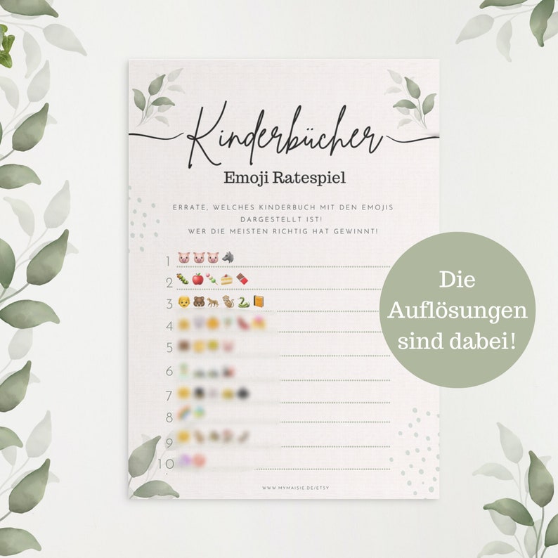Emoji Rätsel - Kinderbücher - Babyparty Spiele, die auf keiner Babyshower fehlen dürfen!