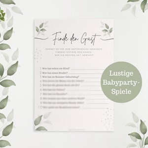 Gra na Baby Shower Znajdź gościa Pomysł na grę na Baby Shower Pomysł na grę na Baby Shower Puzzle Drukuj Prezent na Baby Shower Gra na Baby Shower Niemiecki PDF