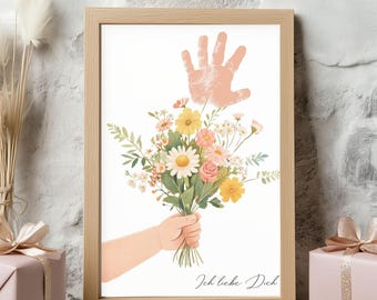 Handprint bouquet for Grandma – Baby handprint picture gift from grandchild