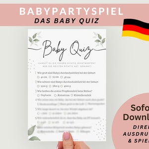Babyshower Spiel Deutsch Baby Quiz  Spiel Babyparty Geschenk Idee Babyparty Spiel Deutsch Babypartyspiel Quiz Babyshowerspielidee Ratekarte