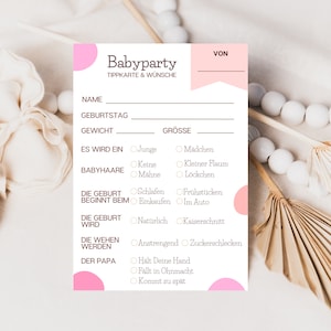 Babyparty Tippkarte Ausdrucken Babyparty Spiel Deutsche Wünsche für das Baby Druckvorlage Babyshower Spiel Deutsch Babypartyspiel Idee PDF