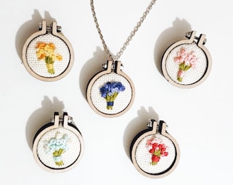 Embroidery Pendant, Keyring or Brooch
