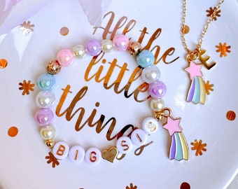 Big Sister Shooting Star Personalised Name Bracelet and Necklace Set - Children's Jewellery