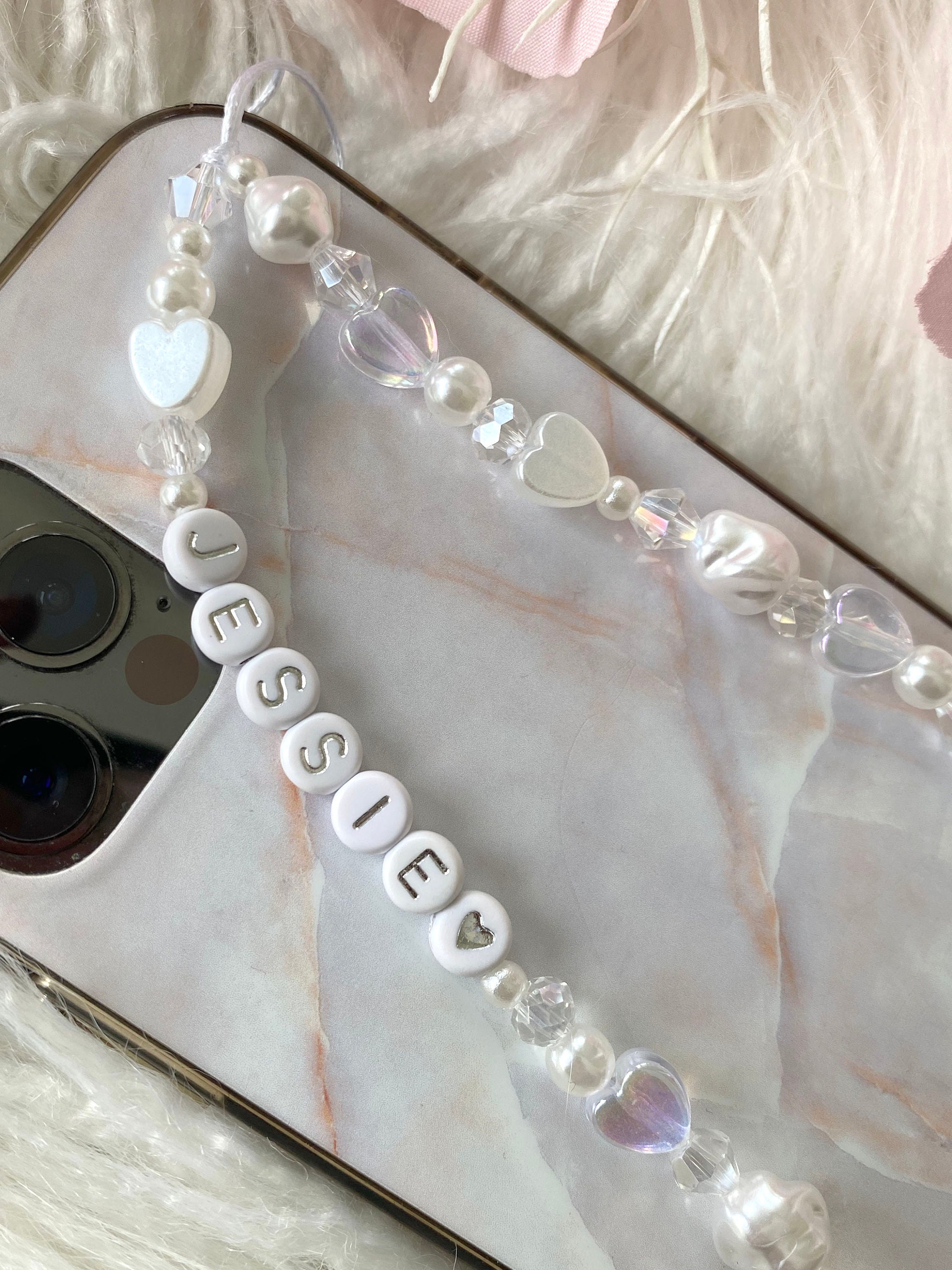 Crystal Clear With Pearls and Love Hearts Personalised Name
