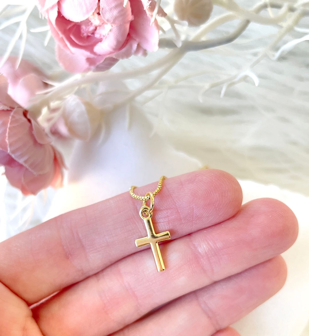 Tiny Cross Gold Necklace Tarnish Resistant Mother's - Etsy