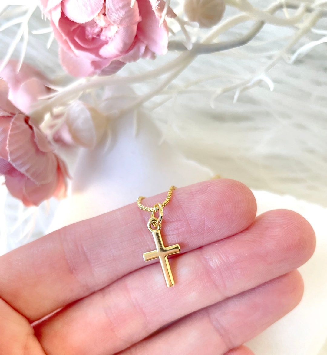 Tiny Cross Gold Necklace Tarnish Resistant Mother's Day Gift Christian