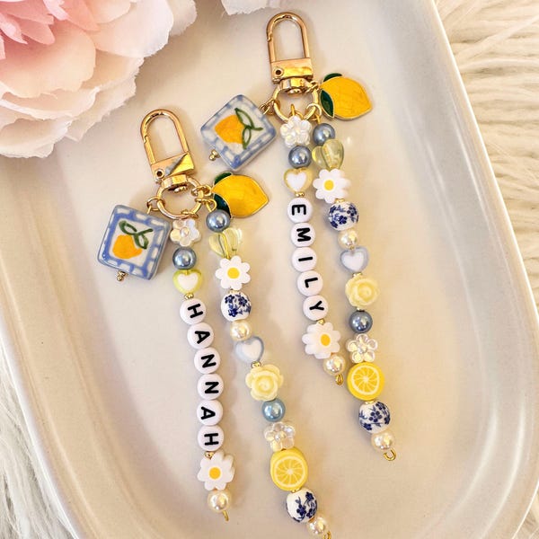 Amalfi Lemon Garden Keyring Personaised Name Bag Charm