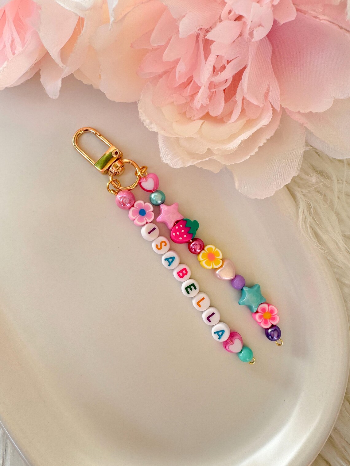 Bright Colourful Keyring - Personalised Name Keychain - Bag Charm ...