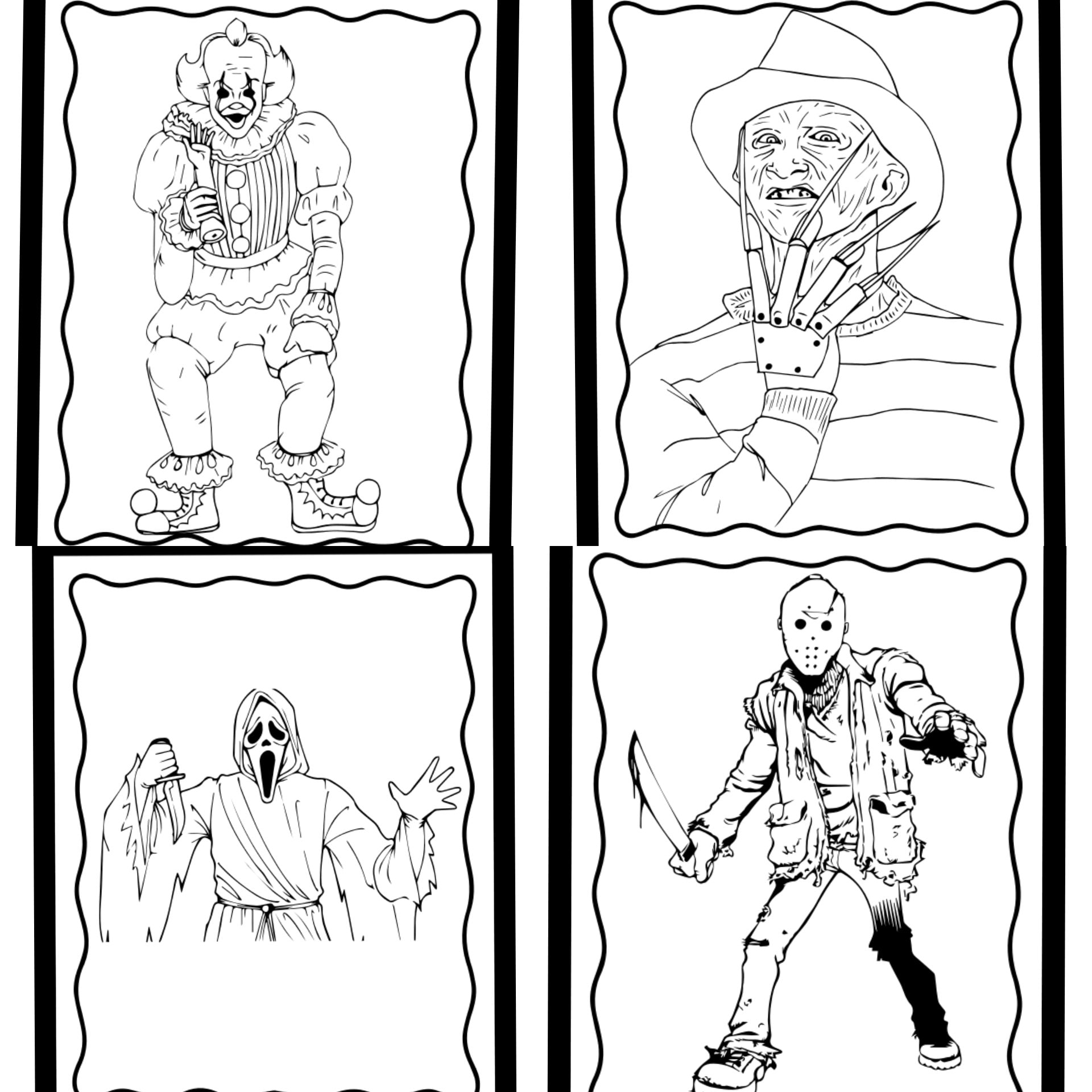 Halloween Horror Movie Slashers Coloring Pages - Etsy