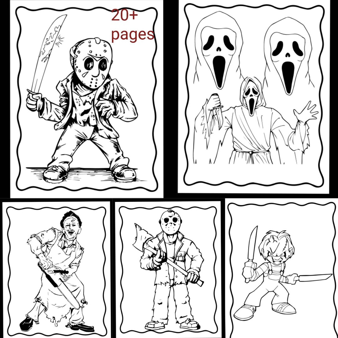 Halloween Horror Movie Slashers Coloring Pages - Etsy