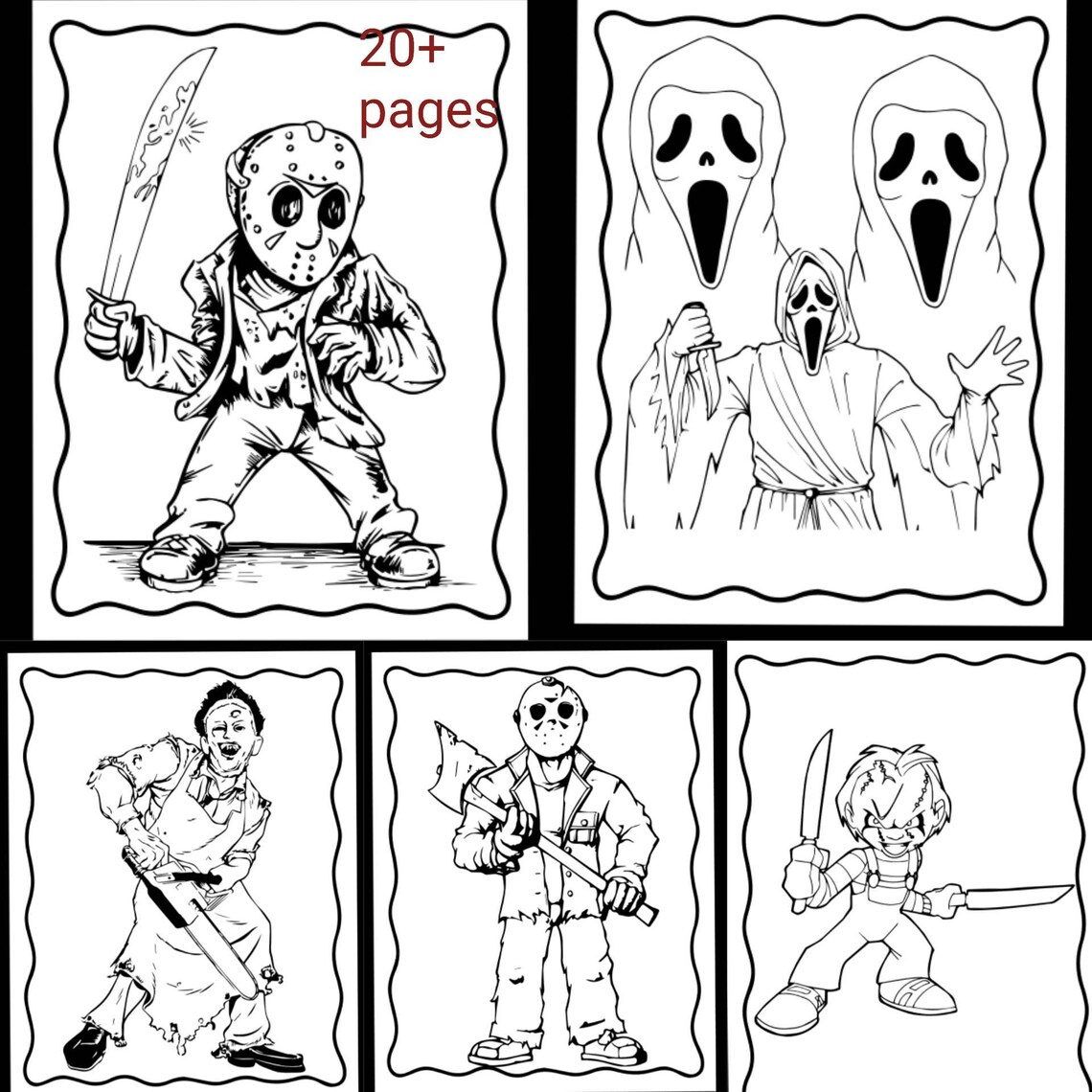 Halloween Horror Movie Slashers Coloring Pages Etsy
