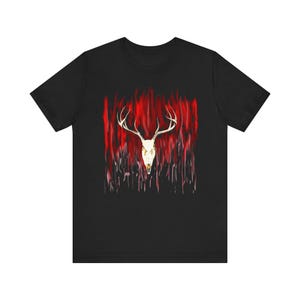 Unisex Jersey Short Sleeve Tee with Deer Skull Acrylic Painting Print