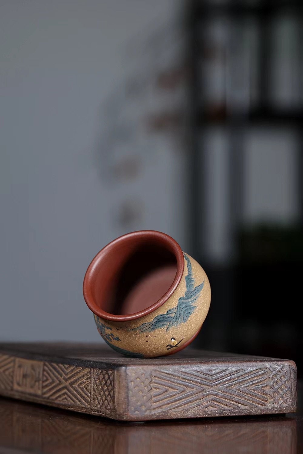 The Mountain Purple Clay Tea Cup Yixing Zisha Tea Cup Etsy