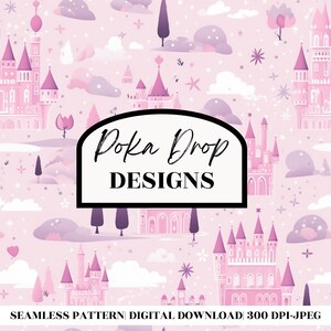 Princess Seamless Digital Pattern, Princess Pattern Castles, Repeating File, Tiling Designs, Princess Fabric, Commercial Use Digital Paper
