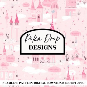 Princess Seamless Digital Pattern, Princess Pattern Castles, Repeating File, Tiling Designs, Princess Fabric, Commercial Use Digital Paper