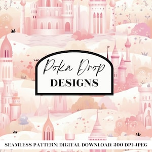 Princess Seamless Digital Pattern, Princess Pattern Castles, Repeating File, Tiling Designs, Princess Fabric, Commercial Use Digital Paper