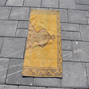 Tapete de lã turco vintage: capacho pequeno Oushak em tons pastéis (1&#39;5x3&#39;3 pés)