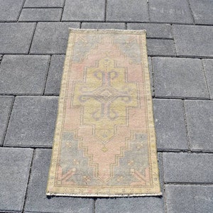 1x3 VINTAGE RUG,1x3 Turkish Bath Rug,1x3 Oushak Rug,1x3 Small Faded Rug,Outdoor Rug,Closet Rug,1x3 Pastel Rug,Anatolian Rug,1&#39;6x3&#39;3 ft 858-K