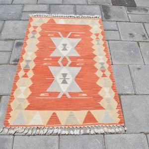 2x3 SMALL RUG KILIM,2x3 Colorful Rug,2x3 Vintage Rug,2x3 Antique Rug,2x3 Turkish Kilim Rug,2x3 Handmade Kilim,Wool Kilim,2&#39;6x3&#39;8 ft,1017-K