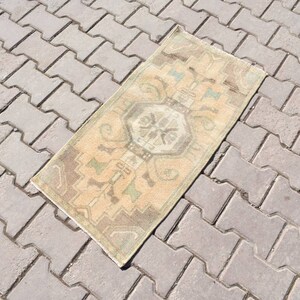 1x3 VINTAGE RUG,1x3 Turkish Pastel Rug,1x3 Oushak Rug,1x3 Small Faded Rug,Outdoor Handmade Rug,1x3 Rug,Anatolian Wool Rug,1&#39;5x3&#39;0 ft 602-K