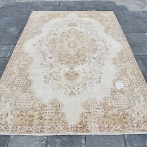 5x8 CREAM AREA RUG,5x8 Vintage Rug,5x8 Oushak Rug,5x8 Handmade Wool Rug,5x8 Rug,5x8 Turkish Rug,5x8 Antique Rug,Kitchen Rug,5&#39;1x8&#39;3 ft,727-K
