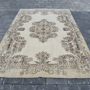 Tappeto Oushak vintage 5x9: tappeto da camera da letto in lana anatolica fatto a mano