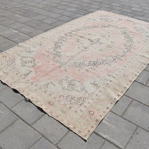 5x10 Vintage Turkish Wool Rug: Handmade Anatolian Pastel Area Rug
