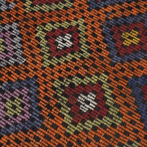 6x8 Vintage Turkish Kilim Rug: Bohemian Geometric Wool