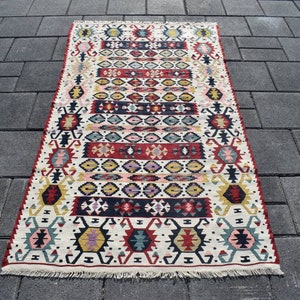 3x5 SMALL KILIM RUG,3x5 Vintage Kilim Rug,3x5 Turkish Kilim Rug,3x5 Colorful Kilim,Wool Kilim,Handmade Kilim,3x5 Kilim Rug,3&#39;3x5&#39;9 ft,889-K