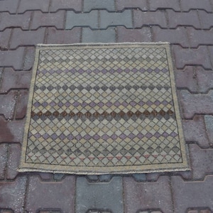Petit tapis turc vintage : laine et coton faits main, 2&#39;2 x2&#39;4 ft