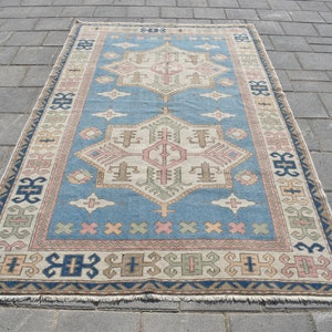 5x8 HANDMADE RUG,5x8 Vintage Rug,5x8 Blue Rug,5x8 Wool Rug,5x8 Antique Rug,5x8 Bedroom Rug,5x8 Antique Rug,5x8 Area Rug,5&#39;0x8&#39;2 ft,KY-5